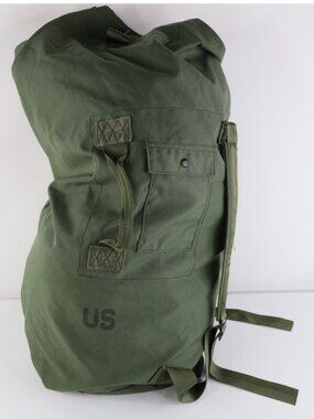 Vintage Y2K 2003 USGI US Army Stencil Large Top Loader Duffel Bag Pack Green USA